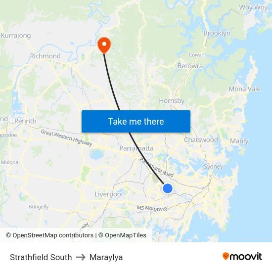 Strathfield South to Maraylya map