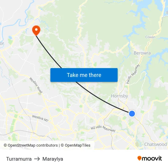 Turramurra to Maraylya map