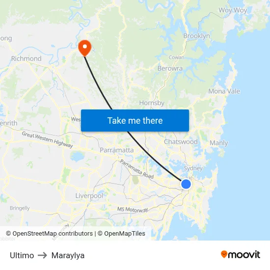 Ultimo to Maraylya map