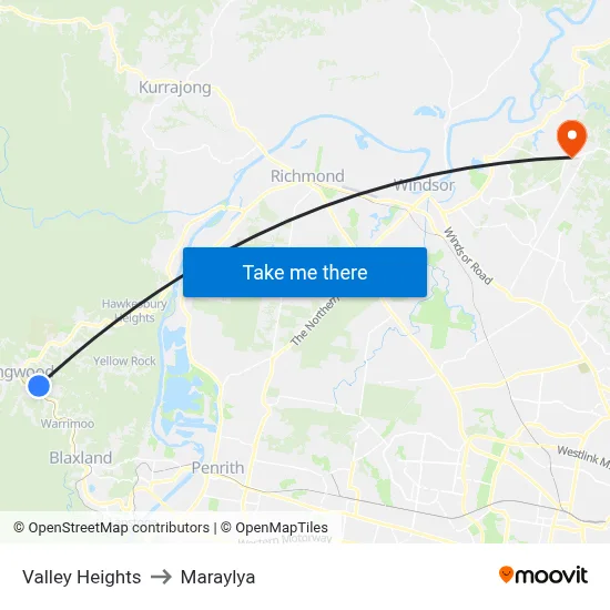 Valley Heights to Maraylya map