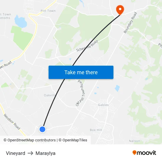 Vineyard to Maraylya map
