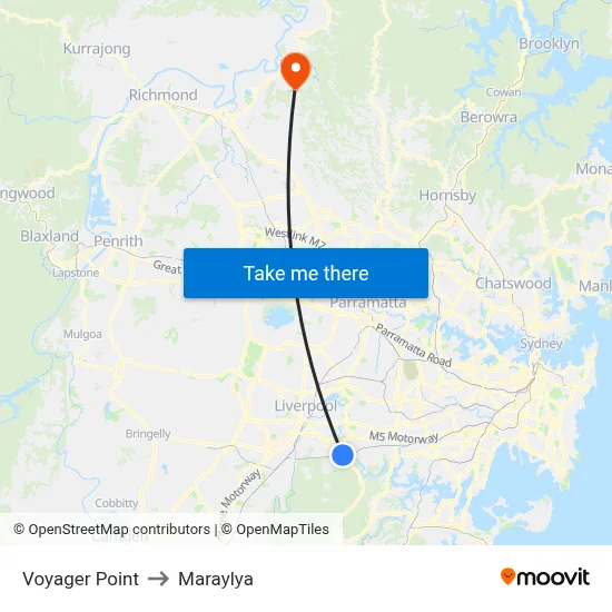 Voyager Point to Maraylya map