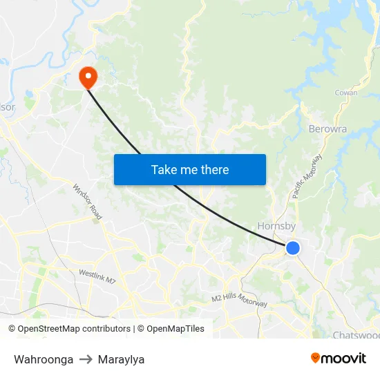 Wahroonga to Maraylya map