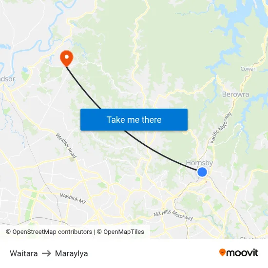 Waitara to Maraylya map