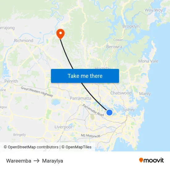 Wareemba to Maraylya map