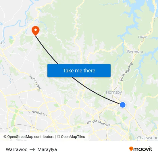 Warrawee to Maraylya map