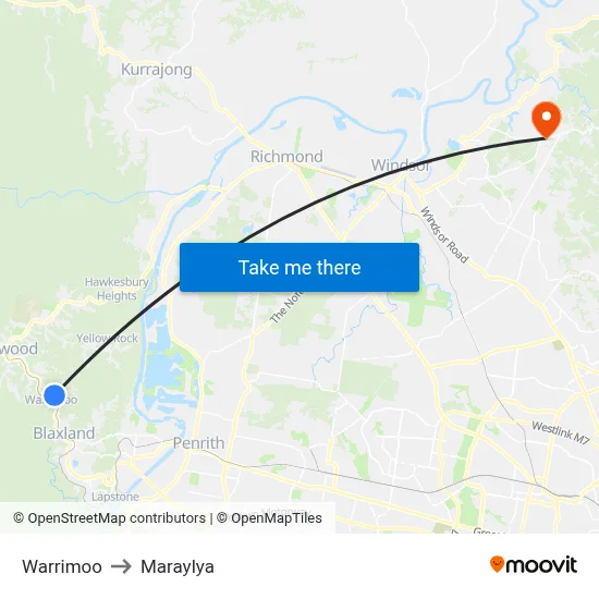 Warrimoo to Maraylya map