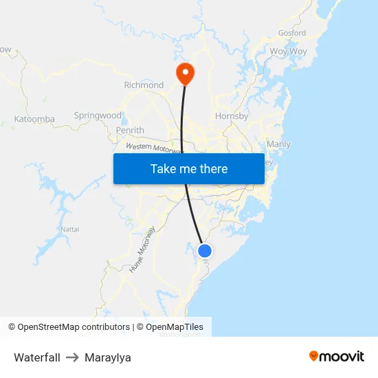 Waterfall to Maraylya map