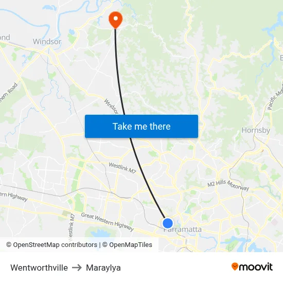Wentworthville to Maraylya map