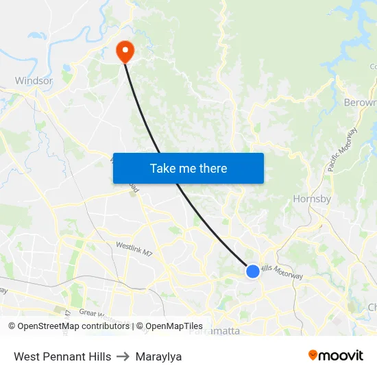 West Pennant Hills to Maraylya map