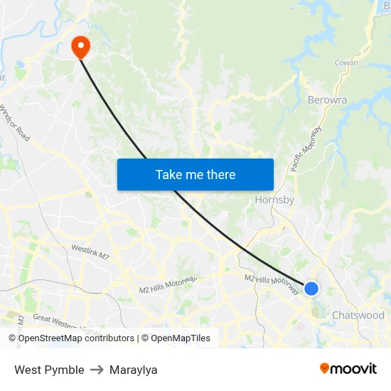 West Pymble to Maraylya map