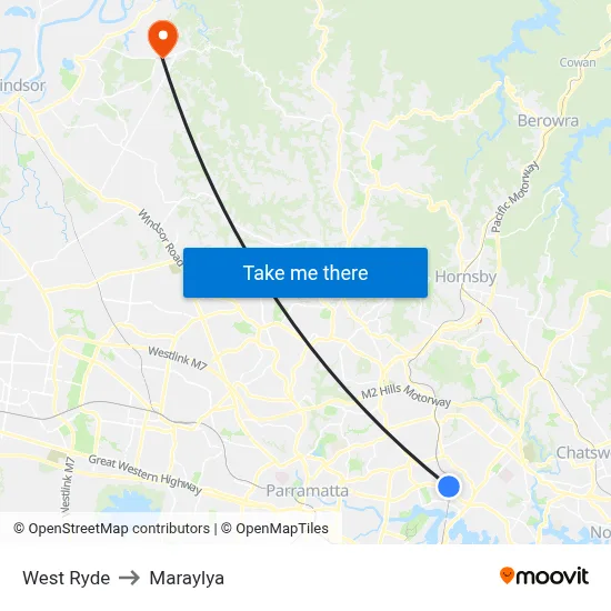 West Ryde to Maraylya map
