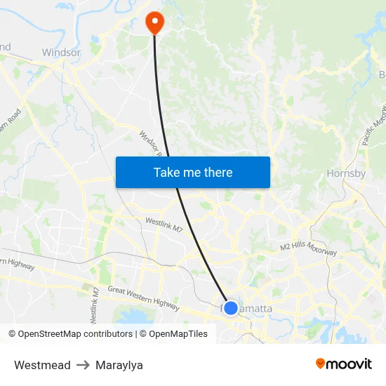 Westmead to Maraylya map