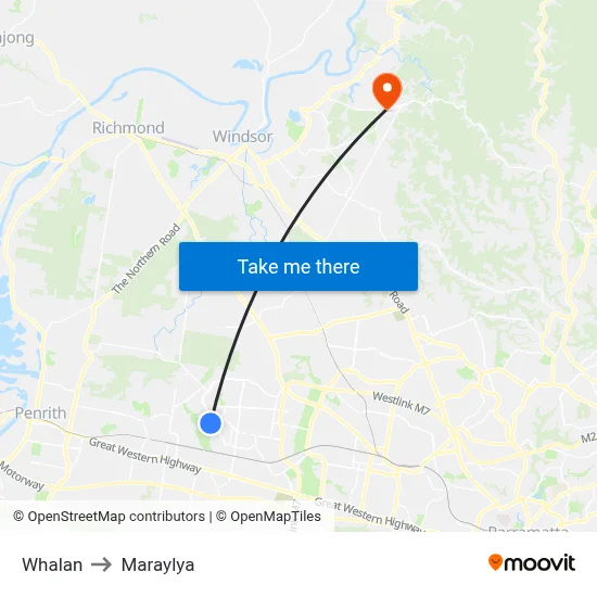 Whalan to Maraylya map