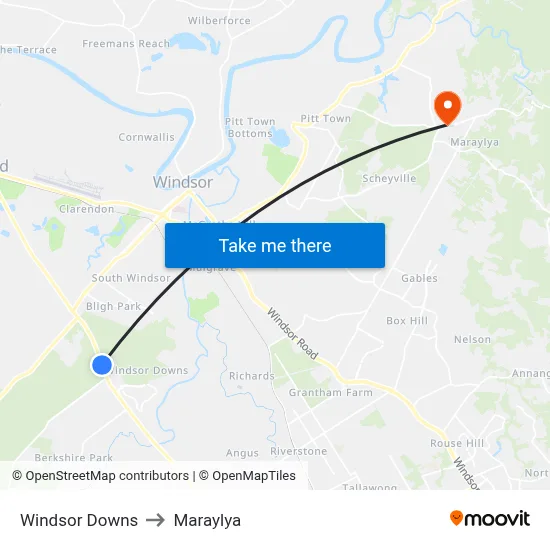Windsor Downs to Maraylya map