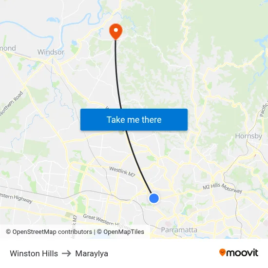 Winston Hills to Maraylya map