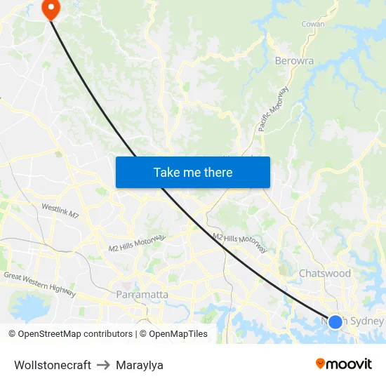 Wollstonecraft to Maraylya map