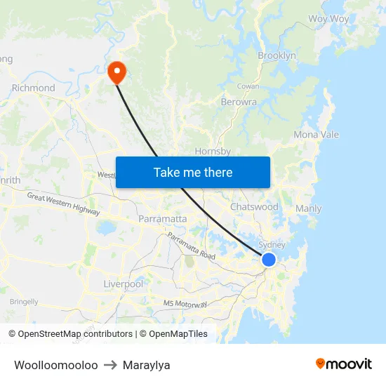 Woolloomooloo to Maraylya map