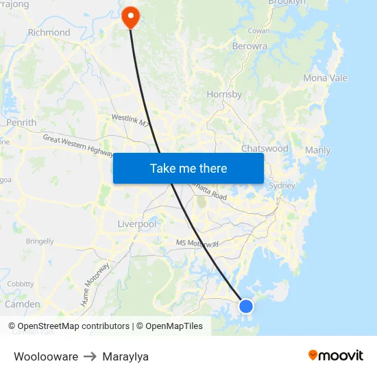 Woolooware to Maraylya map