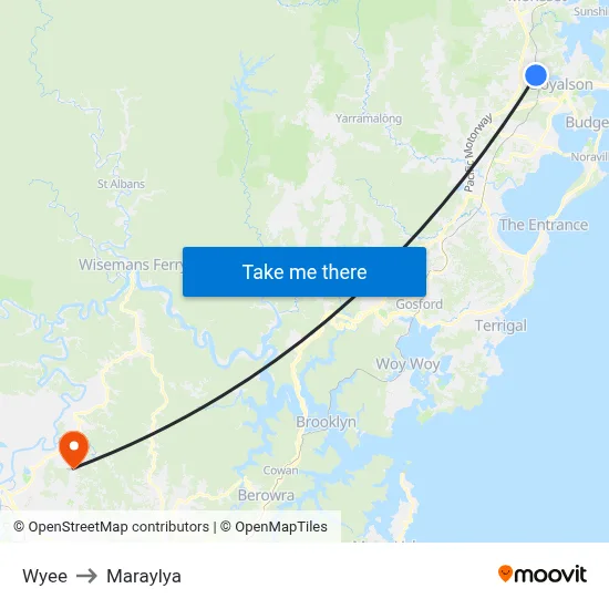Wyee to Maraylya map