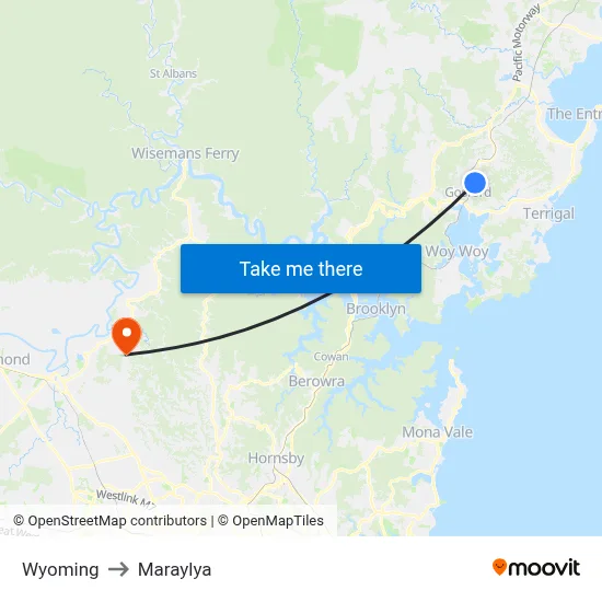 Wyoming to Maraylya map