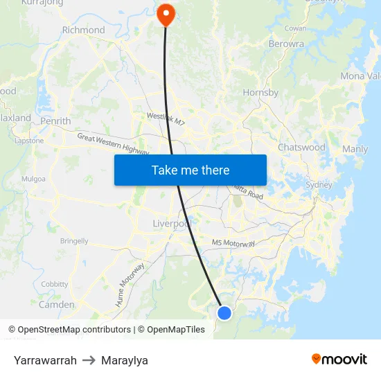 Yarrawarrah to Maraylya map