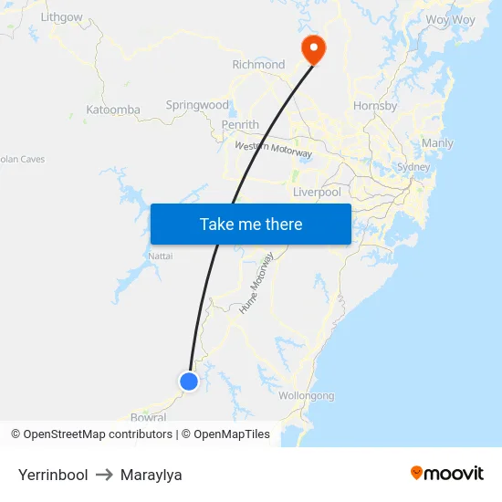 Yerrinbool to Maraylya map