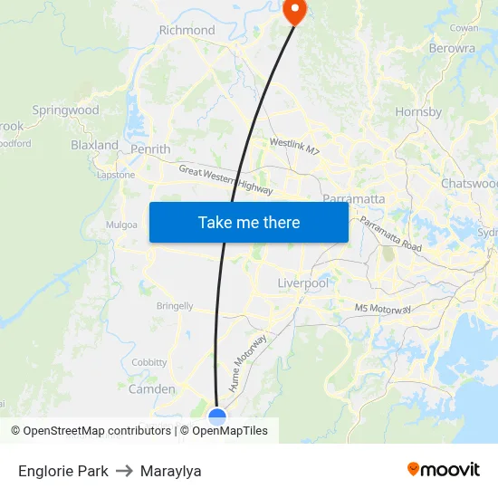 Englorie Park to Maraylya map