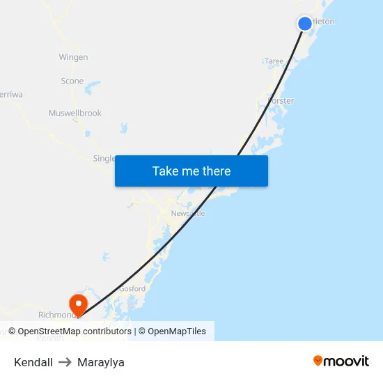 Kendall to Maraylya map
