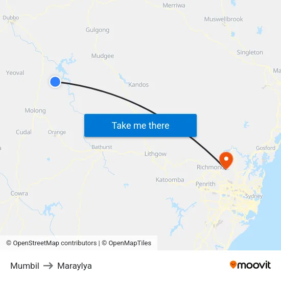 Mumbil to Maraylya map