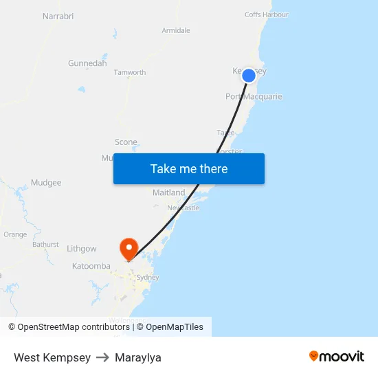 West Kempsey to Maraylya map