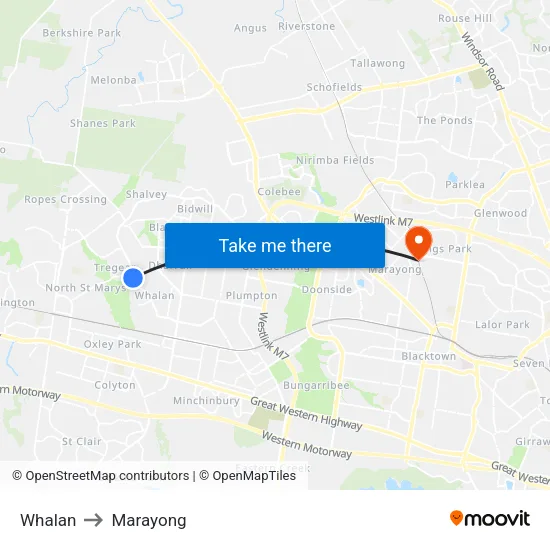 Whalan to Marayong map