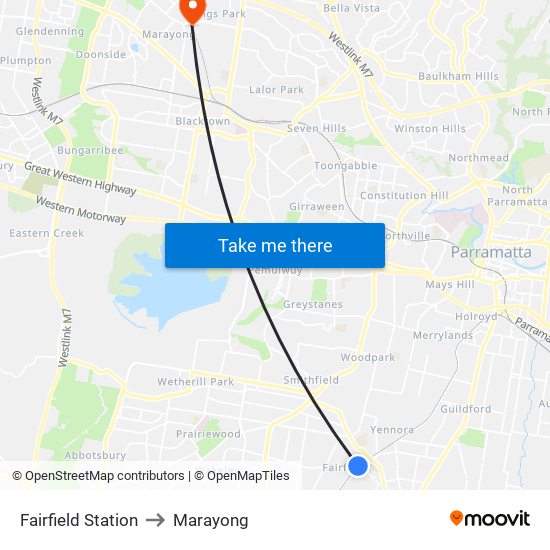 Fairfield Station to Marayong map