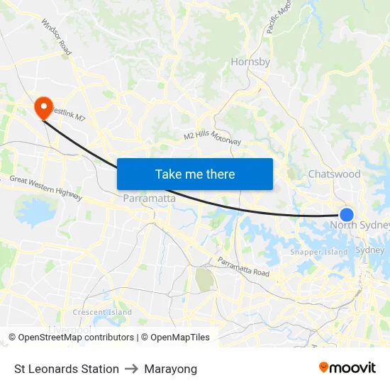 St Leonards Station to Marayong map