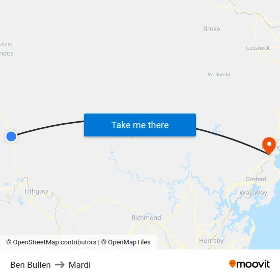 Ben Bullen to Mardi map