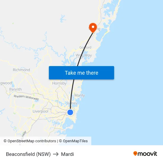 Beaconsfield (NSW) to Mardi map