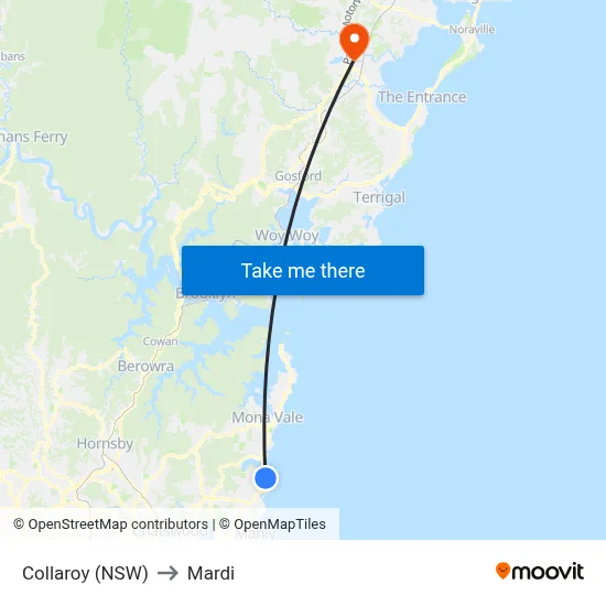 Collaroy (NSW) to Mardi map