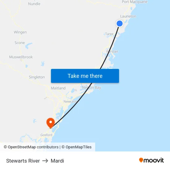 Stewarts River to Mardi map