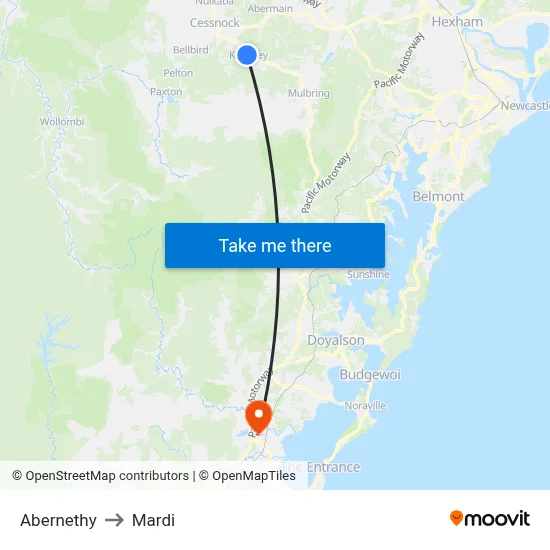 Abernethy to Mardi map