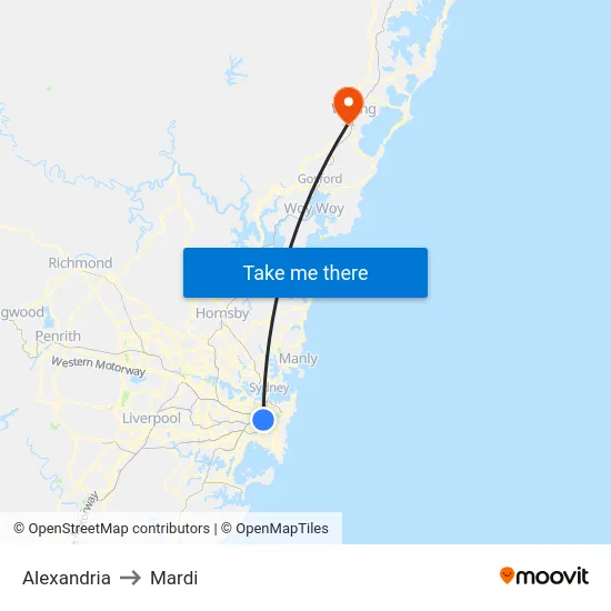 Alexandria to Mardi map