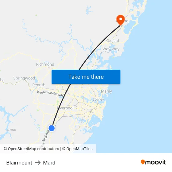 Blairmount to Mardi map