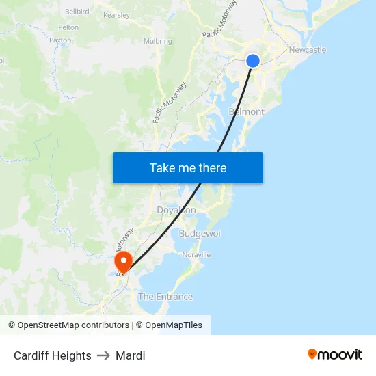 Cardiff Heights to Mardi map
