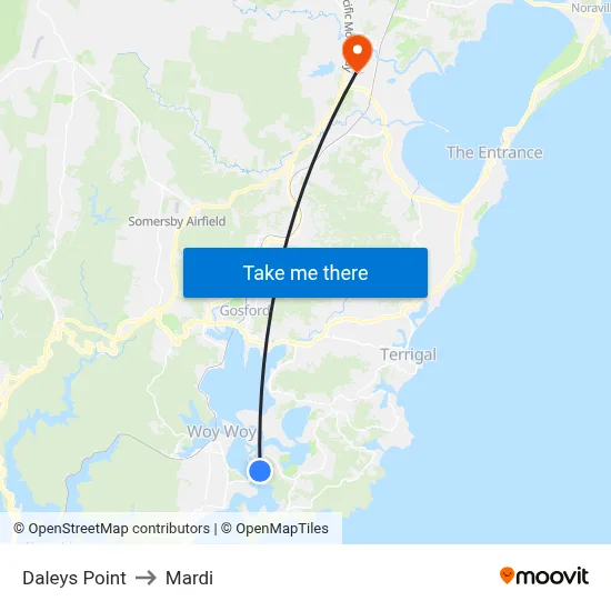 Daleys Point to Mardi map
