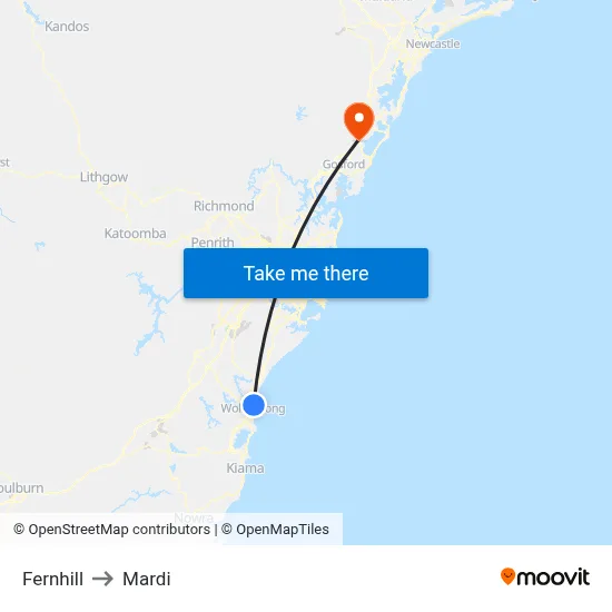 Fernhill to Mardi map