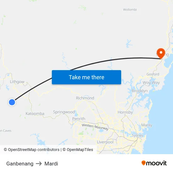 Ganbenang to Mardi map