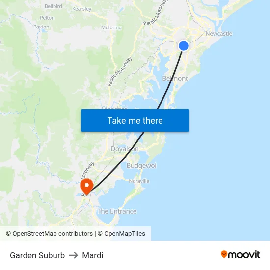 Garden Suburb to Mardi map