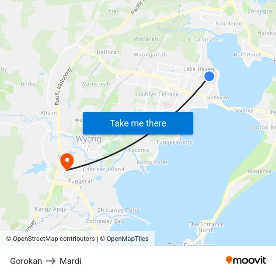 Gorokan to Mardi map