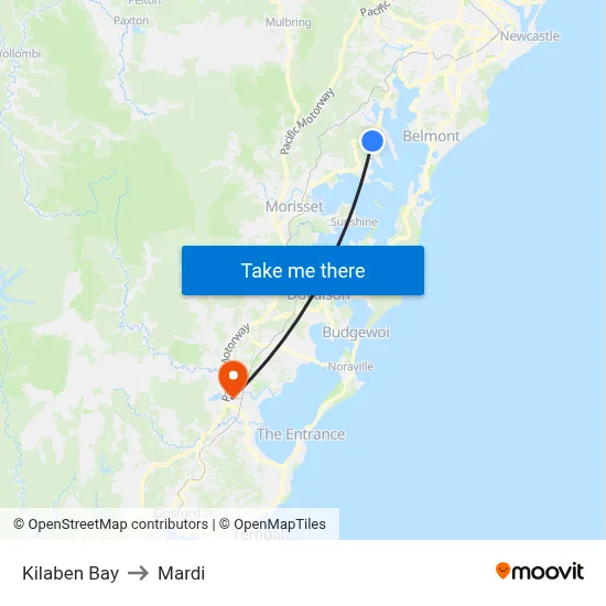 Kilaben Bay to Mardi map