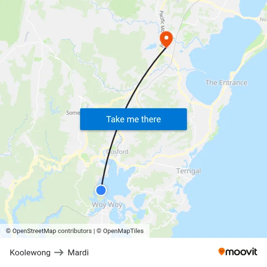 Koolewong to Mardi map
