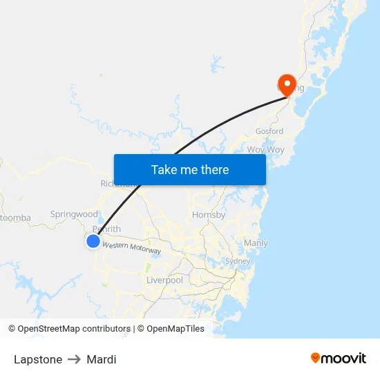 Lapstone to Mardi map